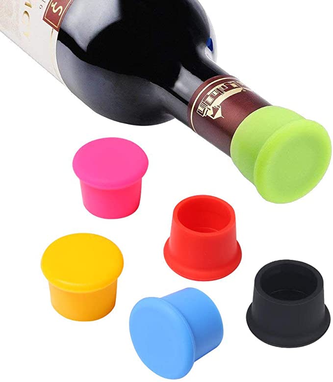 Vicloon Bottle Stopper, 6 Pcs Wine Bottle Caps Reusable Silicone Stopper Cap,Keep Flesh for Wine Beer Champagne Alcohol Sparkling Wine