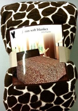 Queen Giraffe Fleece Blanket Brown Super Soft Plush Animal Print Microfiber Throw Blankets