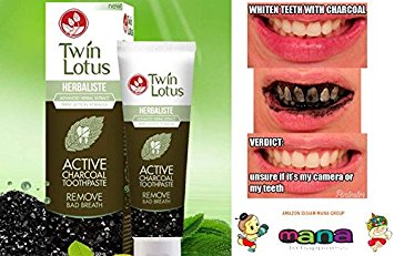 TWIN LOTUS ACTIVE CHARCOAL TOOTHPASTE HERBALISTE Triple Action Powered By Siam-Mana-Group (50g Twin Lotus Active Charcoal Toothpaste Herbaliste Triple Action)