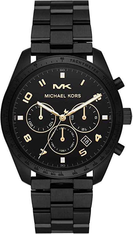 Michael Kors Men's Keaton Quartz Watch with Stainless-Steel-Plated Strap, Black, 22 (Model: MK8684)