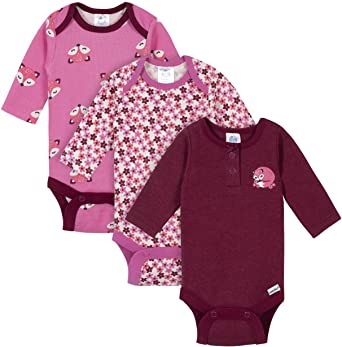 Gerber Baby Girls 3-Pack Long Sleeve Thermal Onesies Bodysuits