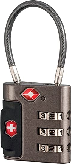 Victorinox Travel Sentry Approved Cable Lock, Grey/Red Logo, One Size