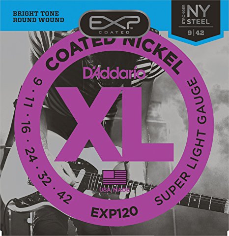 D'Addario EXP120 Coated Electric Guitar Strings, Super Light, 9-42