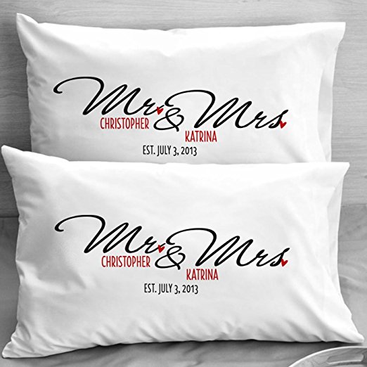 Mr and Mrs Wedding Pillow Cases PERSONALIZED- Gift Ideas for Newlyweds