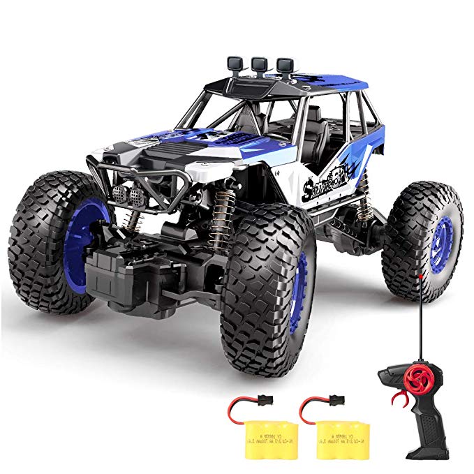 SPESXFUN Remote Control Car, 2018 Newest Vision RC Car Off Road RC Truck Hobby Toy Cars Small Electric Vehicle Crawler for Kids and Adults with Two Batteries