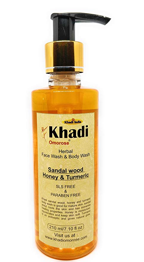 KHADI Omorose Sandalwood Honey and Turmeric Face and Body Wash, 210ml