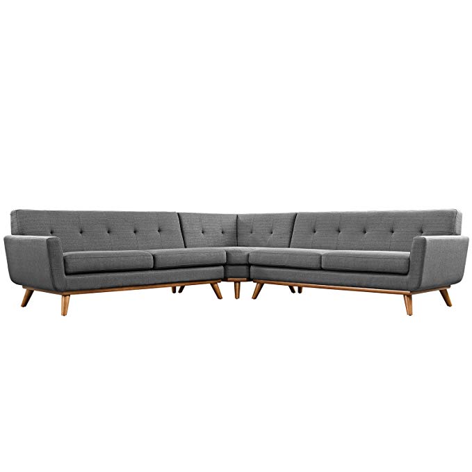 Modway Engage L-Shaped Sectional Sofa, Gray