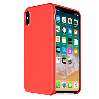 iPhone X case, Moleboxes iPhone 10 Silicone Slim Fit Rugged Case Heavy Duty Protection Shockproof Soft Touch Drop Protection Anti-Scratch (Red)