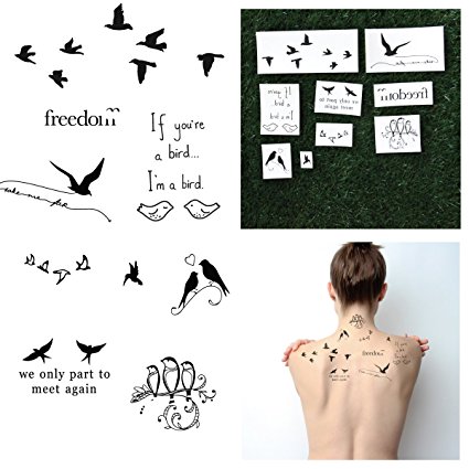 Tattify Quote Temporary Tattoos - Bird is the Word (Set of 18)