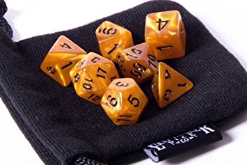 Burnt Amber Swirl Polyhedral Dice Set | 7 Piece | PRISTINE Edition | FREE Carrying Bag | Hand Checked Quality