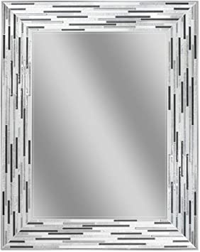 Headwest Reeded Charcoal Tiles Wall Mirror, 30 inches by 24 inches, 30" x 24"