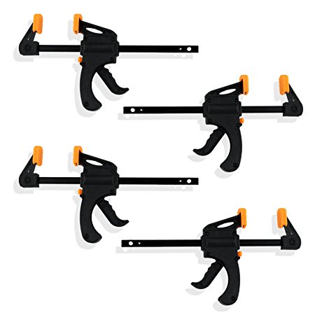 4-Piece Speed Bar Quick Clamp Pistol Grip Ratchet Action - Great for Glue Projects