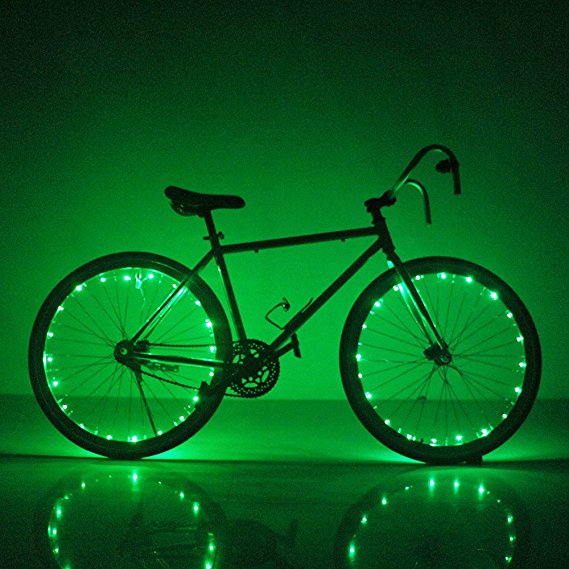 Soondar Super Bright 20-LED Bicycle Bike Rim Lights - Personalized LED Colorful Wheel Lights - Perfect for Safety and Fun - Easy to Install - Blue Green Red Pink White Multicolore ¡­