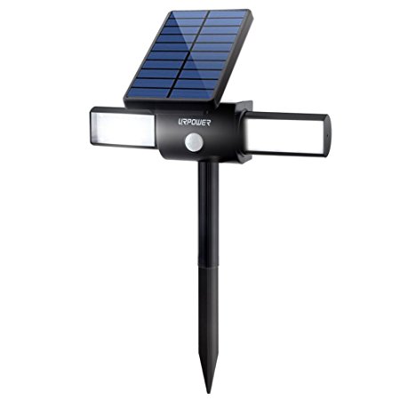 URPOWER 24LED Solar Lights with Dual Head USB Charging Waterproof Outdoor Landscape Security Light