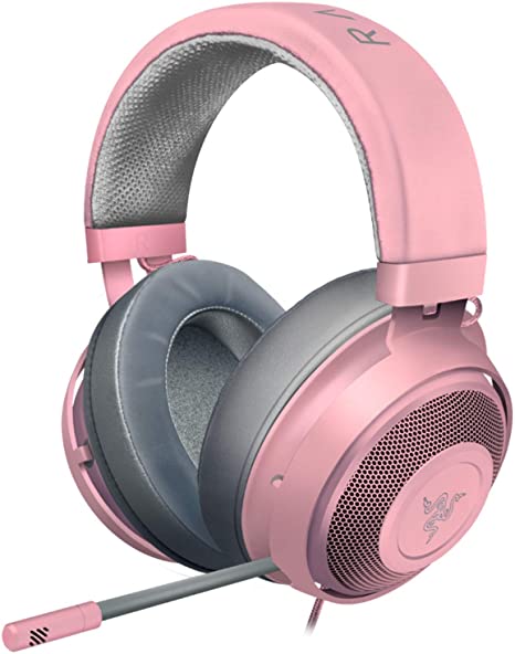 Razer Kraken Gaming Headset 2019: Lightweight Aluminum Frame - Retractable Noise Cancelling Mic - For PC, Xbox, PS4, Nintendo Switch - Quartz Pink