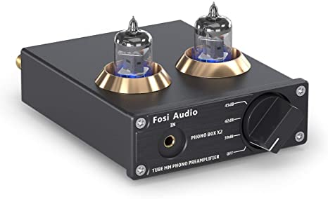Fosi Audio Phono Preamp for Turntable Preamplifier MM Phonograph Preamplifier with Gain Gear Mini Stereo Audio Hi-Fi Pre-Amplifier for Record Player with DC 12V Power Supply Box X2