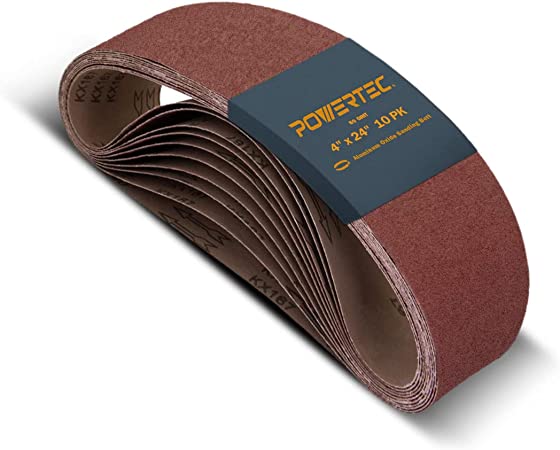 POWERTEC 110090 4-Inch x 24-Inch 80 Grit Aluminum Oxide Sanding Belt, 10-Pack