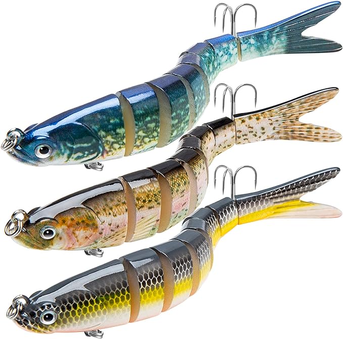 CharmYee Bass Fishing Lures Highly Realistic Bass Lures Multi Jointed Swimbait Lifelike Hard Bait Trout Perch