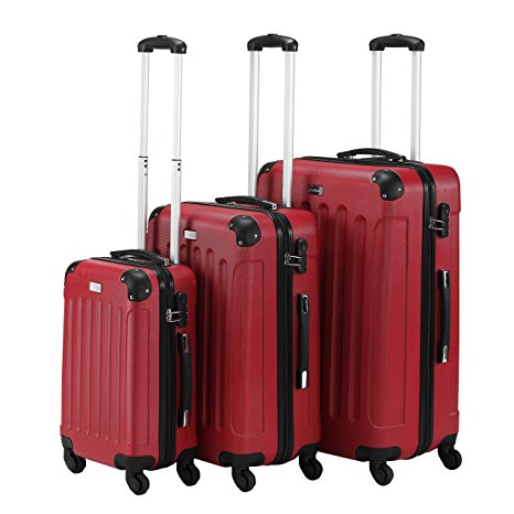 VonHaus 3-Piece Luggage Set made from ABS - Large, Medium and Carry On Suitcase with Rotating Wheels, Built-in Lock and Telescopic Handle