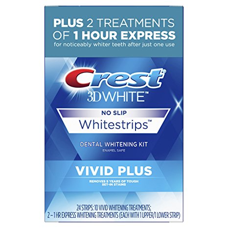 Crest 3D White Whitestrips Vivid Plus 12 Treatments – 10 Treatments Vivid Whitestrips   2 Treatments 1 Hour Express Dental Teeth Whitening Kit