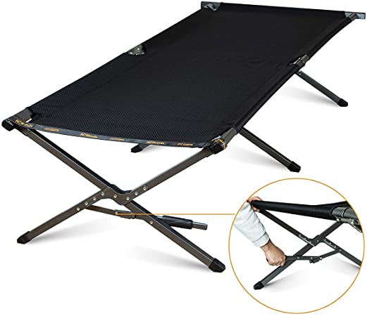 iClimb Oversize Heavy Duty Camping Folding Cot with Carry Bag and Side Pocket