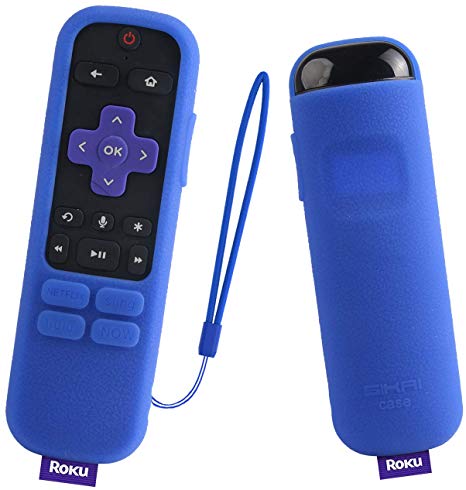 SIKAI Silicone Cover for Roku Streaming Stick  Remote Shockproof Protective Case for Roku Streaming Stick Plus 3800R / 3810R Enhanced Voice Remote Anti-Lost with Remote Loop (Blue)