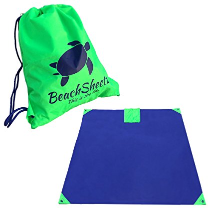 Beach, Outdoor, Hiking, & Picnic Blanket - 7'x7' - Made Tough With Ripstop Polyester! Sand & Water Resistant, Weighted Corners Keep it Anchored Down. Reverse Folds into a 14”x17” Drawstring Backpack!