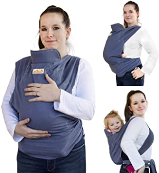 Viedouce Baby Carrier Wrap Front Back Carry Toddler Child Carrier up to 33 lbs, Demin Blue