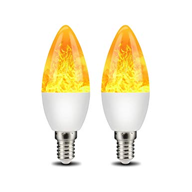 LED Flame Effect Light Bulb,3W 1500K Warm White LED Bulb, E12 Base Fire Flickering Emulation Flame Light Bulbs,Led Candelabra Bulb, Halloween/Christmas Party Decorative Lamps for Hotel/Bars/Restauran