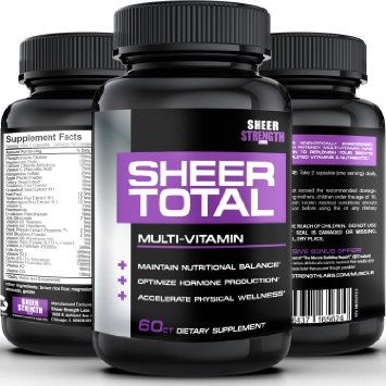 SHEER TOTAL 1 Top Rated and Best Multivitamin For Men 60 count 30-Day Supply