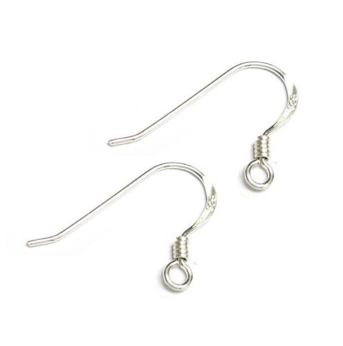 30 pcs 925 Sterling Silver French Hook Earwires Coil Ear Wire  Findings  Bright