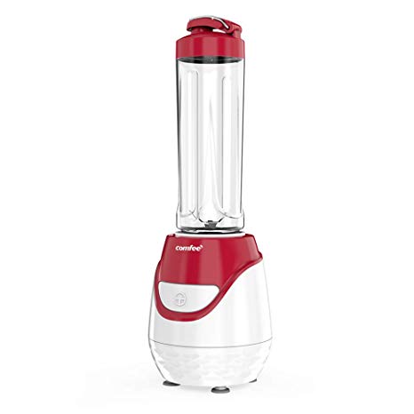 Comfee Personal Blender, Single Serving Blender, Smoothies Blender with 1 * 20oz Tritan BPA Free Sport Bottle and 1 Travel Lids for Morning Smoothie or A Post-workout Protein Shake, 250W(Red)