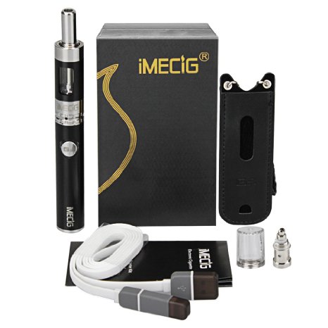 IMECIG G3 Upgrade (Add Magnetic Dust Cap) Electronic Cigarette Starter Kit | Rechargeable Battery | Glass Tank with Solid Metal Protector | USB Charging | Without E Liquid | Black