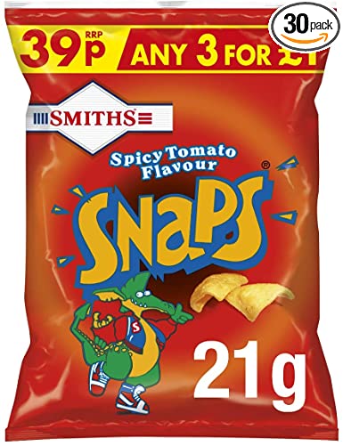 Smiths Snaps Spicy Tomato Potato Snacks, Low Calorie, Vegetarian, 21 g (Case of 30 Bags)