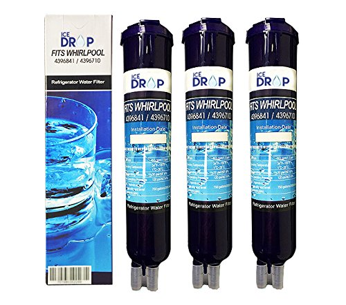 3-Pack Ice Drop Water Filter Replacement Cartridge Compatible for Whirlpoo Pur Push Button 4396841, 4396710, Pur Filter 3