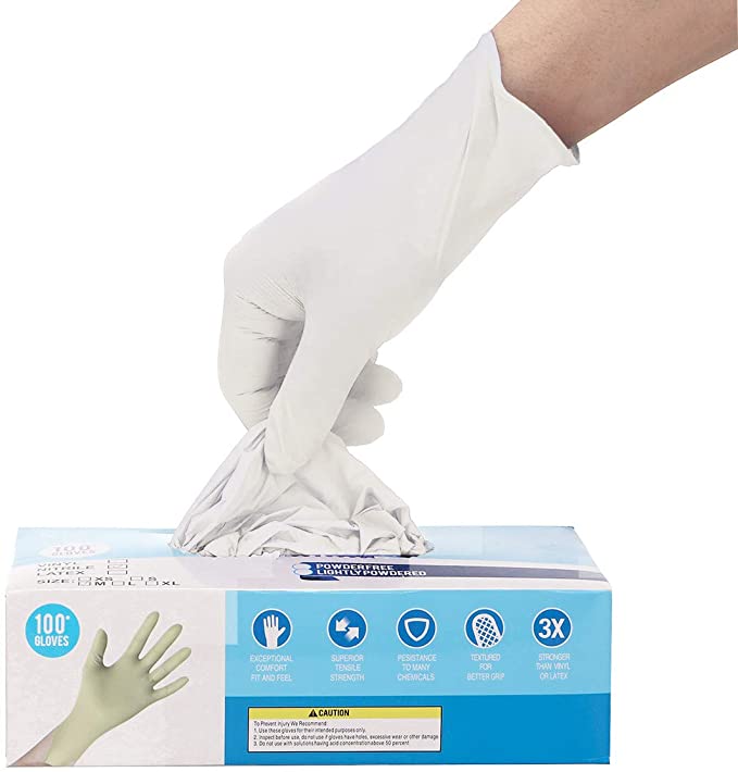 100 Pcs Gloves Ship from USA, Powder Free, Soft Industrial Gloves,Latex Free, Cleaning Glove for Family Use,Arrive in 7-10 Days (Small, White)