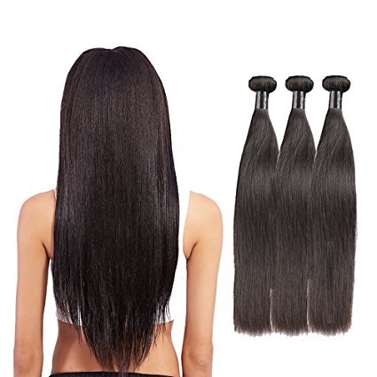 Brazilian Straight Hair 3 Bundles 8A  Grade, Borchan Virgin Human Hair Extensions  Remy Hair, 100% Unprocessed Natural Color Weft(12 inches)