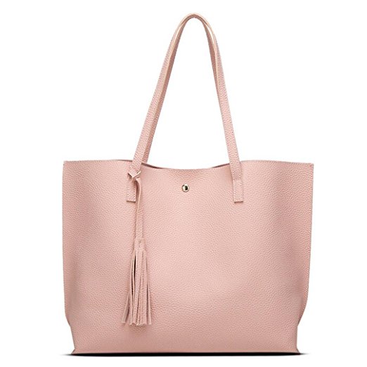 Mosunx(TM) Women Girls Tassels Leather Bag Shopping Handbag Shoulder Tote Bag (Pink)