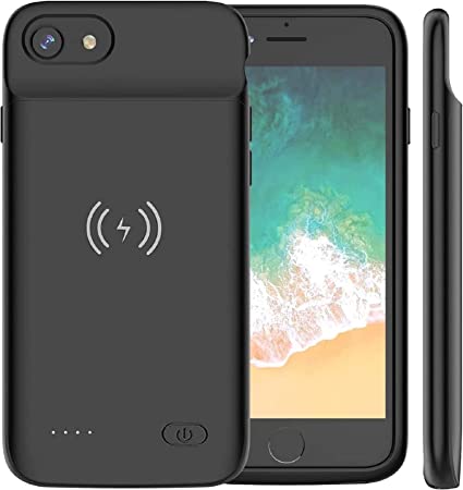 AFTRYOUGO Battery Case for iPhone 8/7/6s/6/SE 2020 (4.7inch), 7000mAh QI Wireless Charging Battery Case Protective Rechargeable Battery Wireless Charging Case for iPhone SE2020/8/7/6s/6-Black