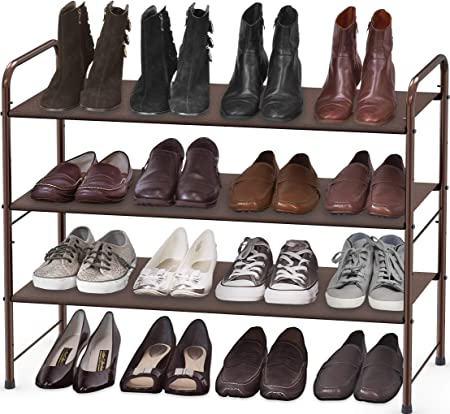 Simple Houseware 3-Tier Stackable Shoe Rack Storage Organizer, Bronze