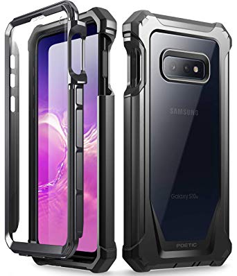 Galaxy S10e Rugged Clear Case, Poetic Full-Body Hybrid Bumper Cover, Support Wireless Charging, Includes Built-in-Screen Protector, Guardian Series, Case for Samsung Galaxy S10e 2019, Black