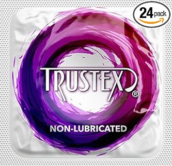Trustex Non-Lubricated with Silver Lunamax Pocket Case, Latex Condoms-24 Count
