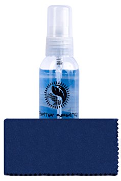 Large 4 Oz Better Seeing Glasses Cleaner Spray Kit - Includes Microfiber Cloth For Eyeglass Cleaning Solution