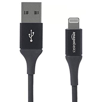 AmazonBasics USB A Cable with Lightning Connector, Premium Collection - 4-Inch, Black