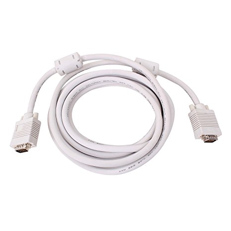 5M Meter 16 Feets 15Pin Male To Male High Quality VGA Cable Lead For PC Monitor Tv Lcd Plasma Projector TFT - White