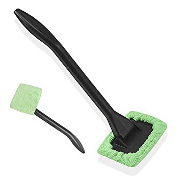 1 X Window/windshield Fast Easy Auto Glass Cleaner Window Brush - Microfiber Windshield Cleaner - Pivoting Head - Removable Terry Bonnet