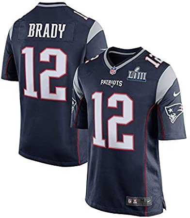 Men's 12# Patriots Brady Player Navy Team Game Football Jersey