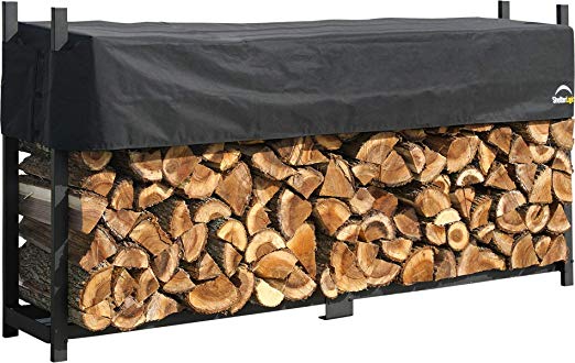 ShelterLogic 8' Ultra-Duty Firewood Rack-in-a-Box Wood Storage with Premium Steel Frame and Adjustable Water-Resistant Cover