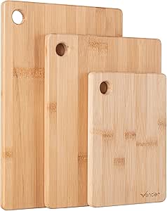 Vencier Thick Wooden Cutting Boards Set - Perfect for Meat Carving, Vegetable and Bread Cutting - Bamboo Chopping Board Ensemble (3pc Set)