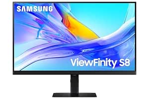 Samsung 27-Inch(68.47cm) QHD ViewFinity S8 Monitor, IPS, USB Type-C, 60 Hz, LAN Port, DP, HDR10, KVM Switch, Easy Setup, Height Adjustable Stand, Eye Care Technology (LS27D804UAWXXL, Black)